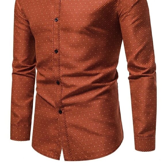 Orange Mens Button Down Shirt - Picture 2 of 7